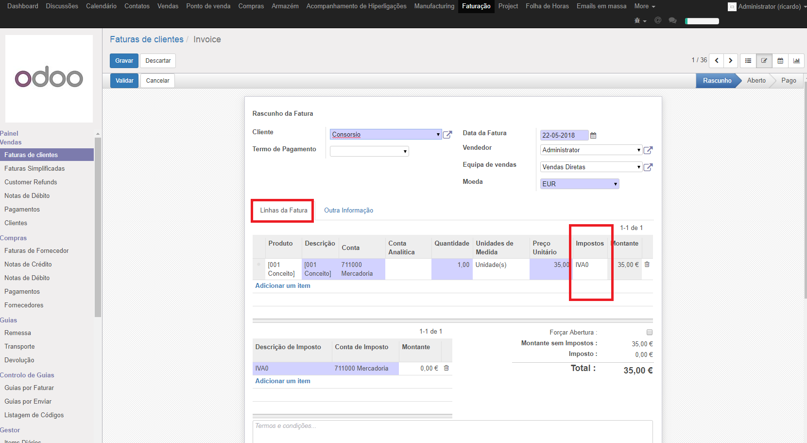 Como aplicar a isenção de IVA no software ARTSOFT